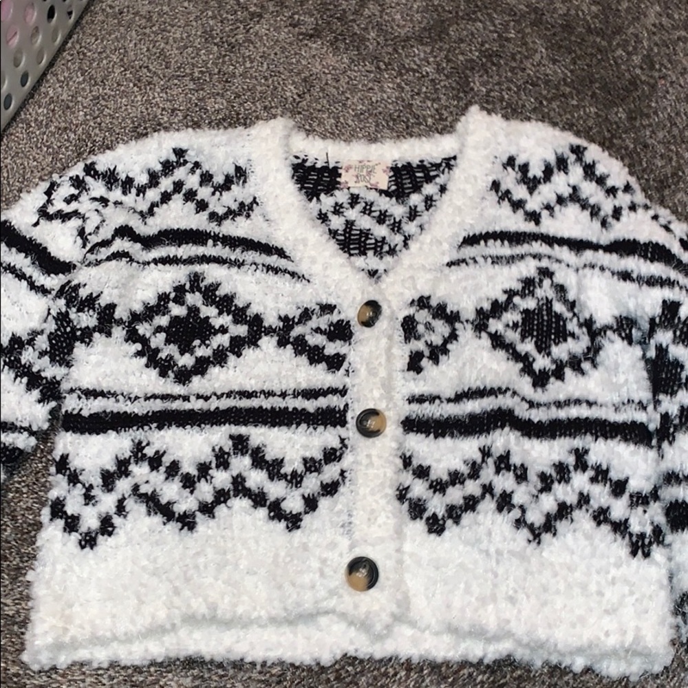 Button down crop cardigan